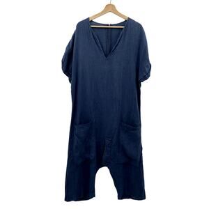 Yume S Lagenlook Navy linen Jumpsuit